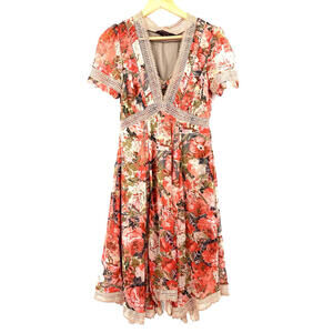 Anthropologie Ranna Gill Lace Floral Chiffon Cottage Core Babydoll Dress